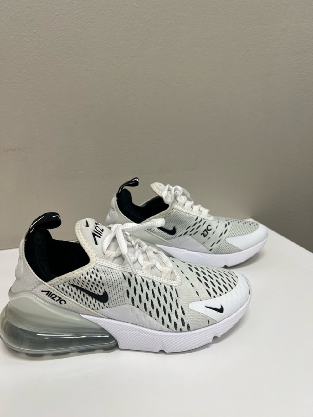 Nike White and Black Air Max 270 Running Shoes